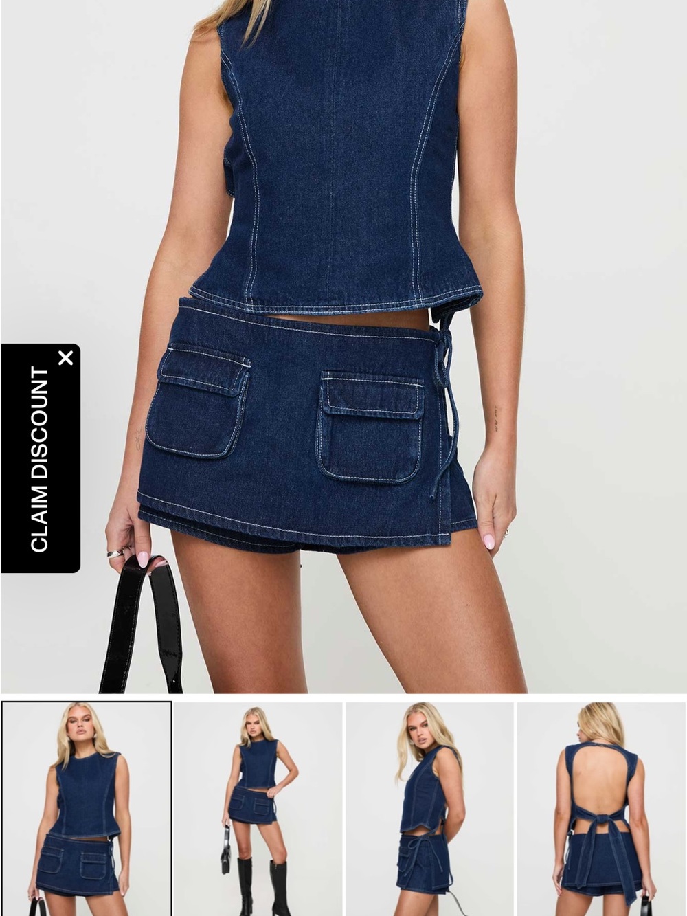 Princess Polly Countryside skort - Blue Denim sz 4 NWT